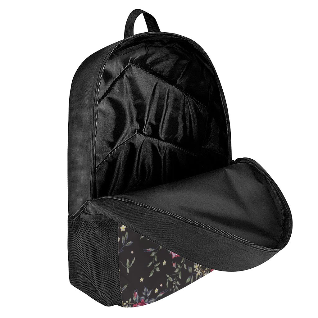 Red Rose Floral Pattern Print 17 Inch Backpack