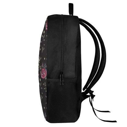 Red Rose Floral Pattern Print 17 Inch Backpack