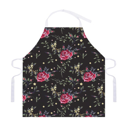 Red Rose Floral Pattern Print Adjustable Apron