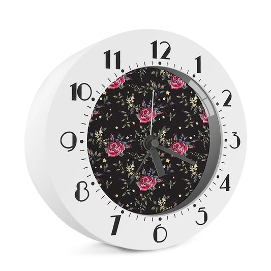 Red Rose Floral Pattern Print Alarm Clock