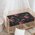Red Rose Floral Pattern Print Baby Crib Sheet