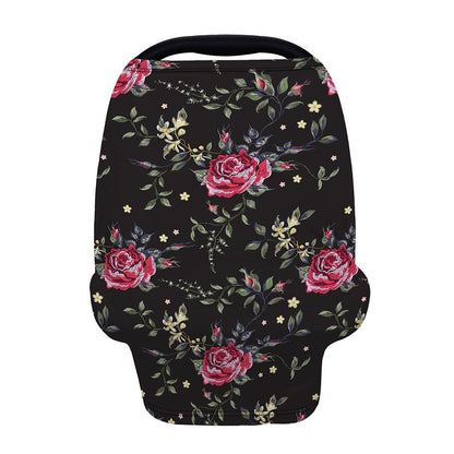 Red Rose Floral Pattern Print Baby Seat Cover