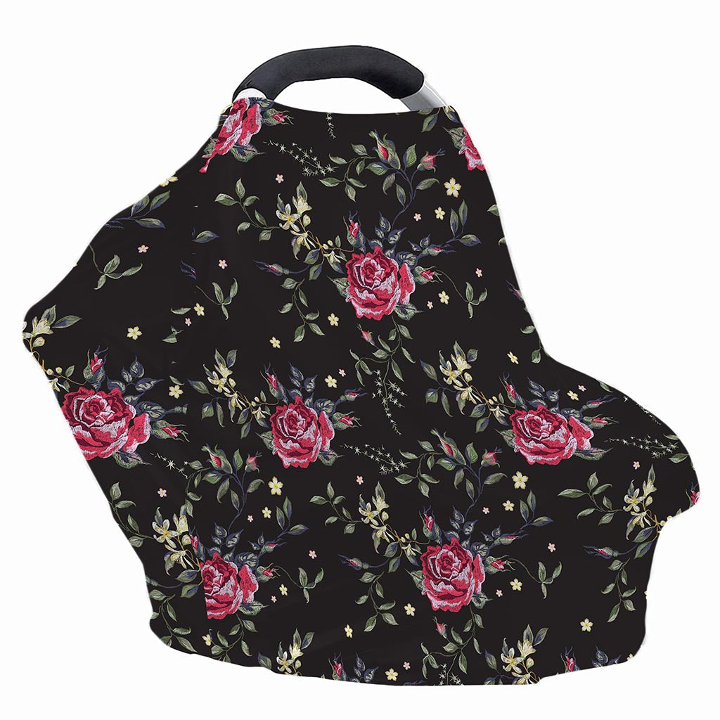 Red Rose Floral Pattern Print Baby Seat Cover