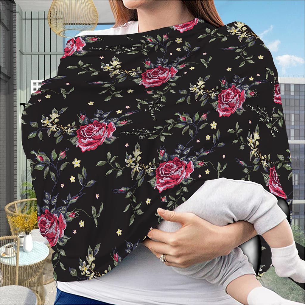 Red Rose Floral Pattern Print Baby Seat Cover