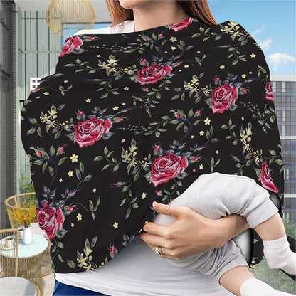Red Rose Floral Pattern Print Baby Seat Cover