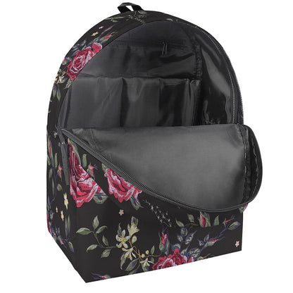 Red Rose Floral Pattern Print Backpack