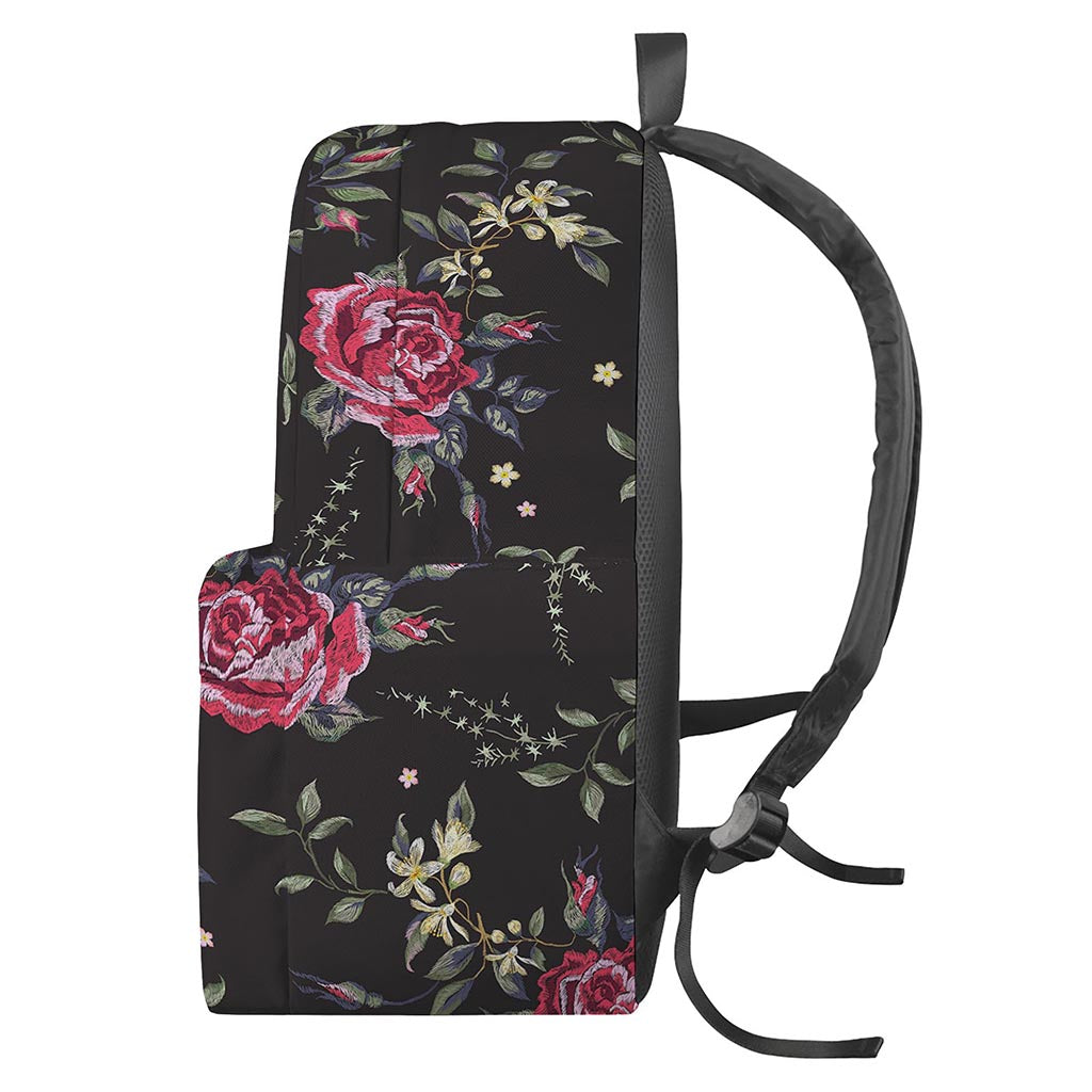 Red Rose Floral Pattern Print Backpack
