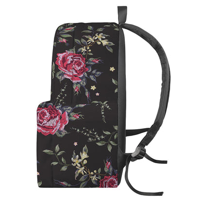 Red Rose Floral Pattern Print Backpack