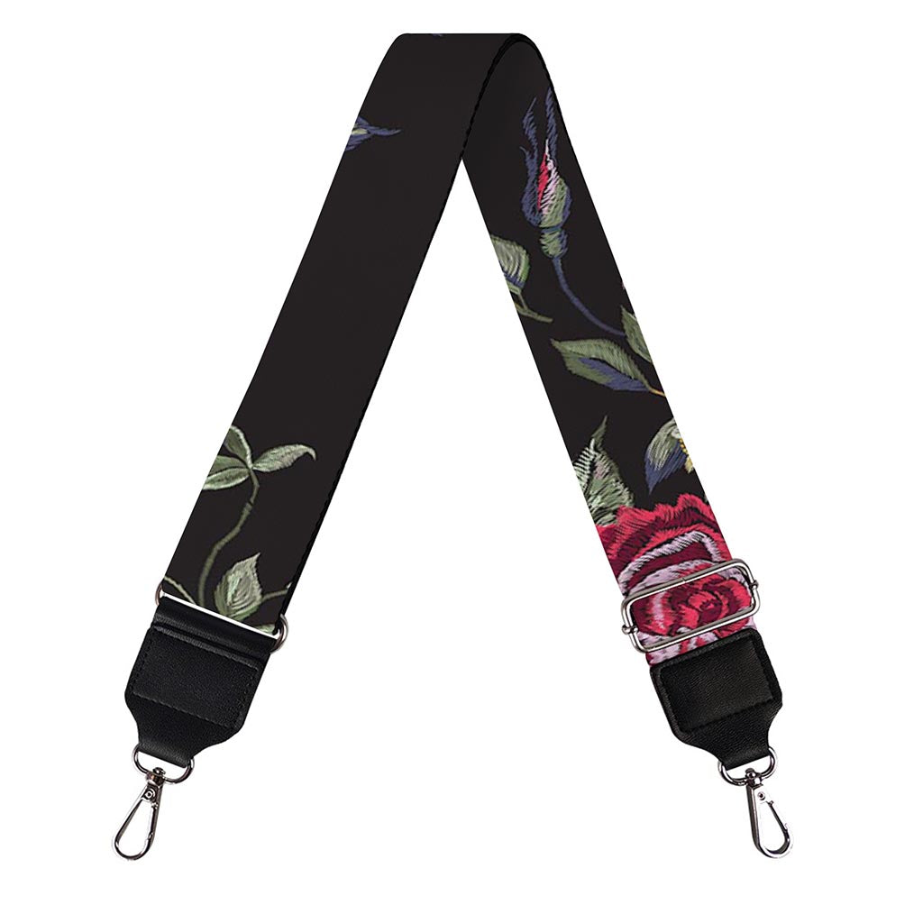 Red Rose Floral Pattern Print Bag Strap
