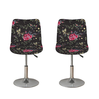 Red Rose Floral Pattern Print Bar Stool Covers