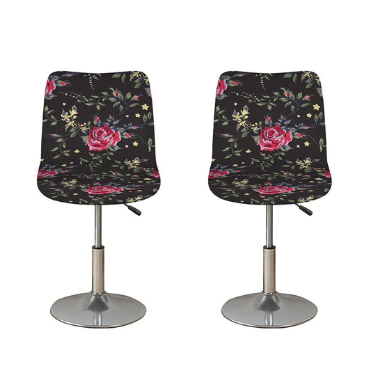 Red Rose Floral Pattern Print Bar Stool Covers
