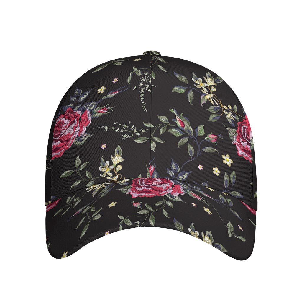 Red Rose Floral Pattern Print Baseball Cap