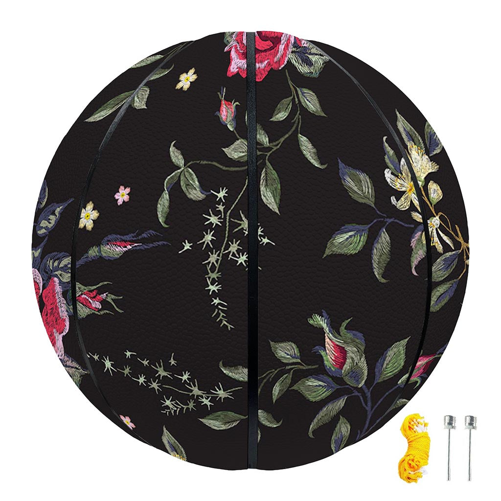 Red Rose Floral Pattern Print Basketball
