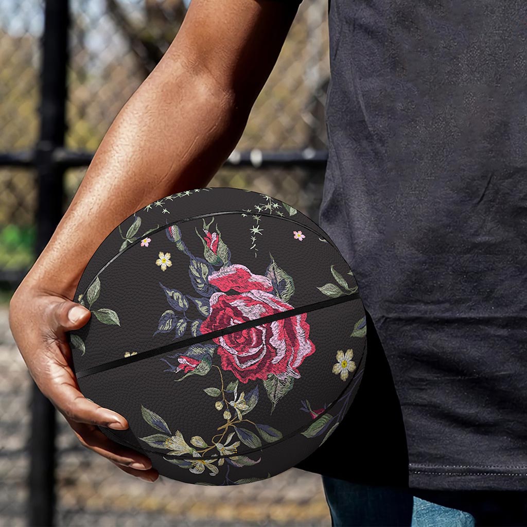 Red Rose Floral Pattern Print Basketball