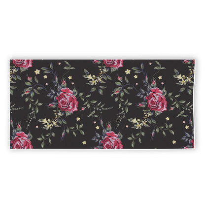 Red Rose Floral Pattern Print Beach Towel