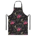 Red Rose Floral Pattern Print Bib Apron With Pocket