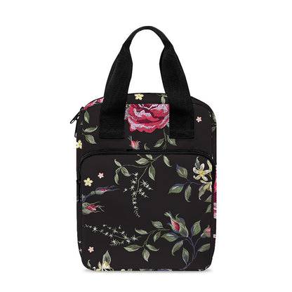 Red Rose Floral Pattern Print Bible Tote Bag