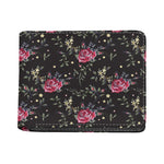 Red Rose Floral Pattern Print Bifold Wallet