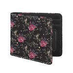 Red Rose Floral Pattern Print Bifold Wallet