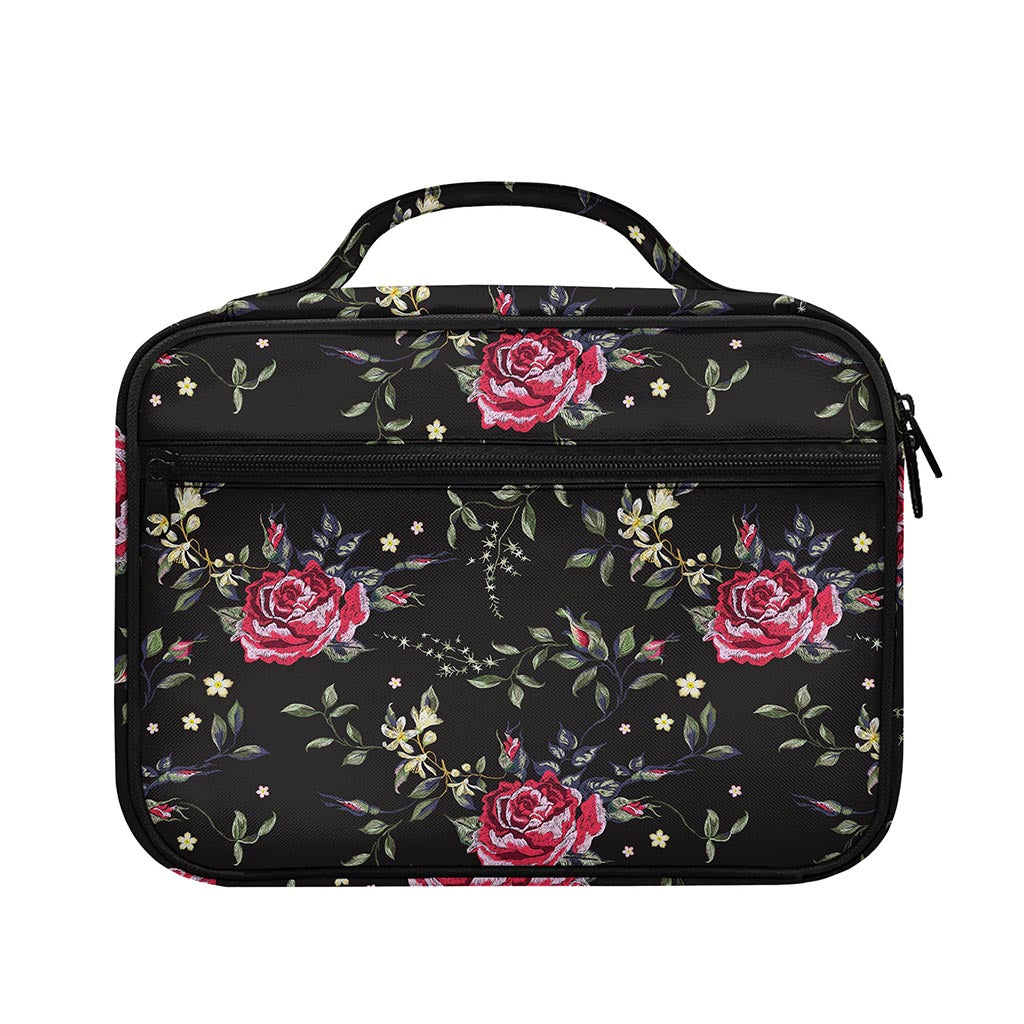 Red Rose Floral Pattern Print Briefcase Bible Bag