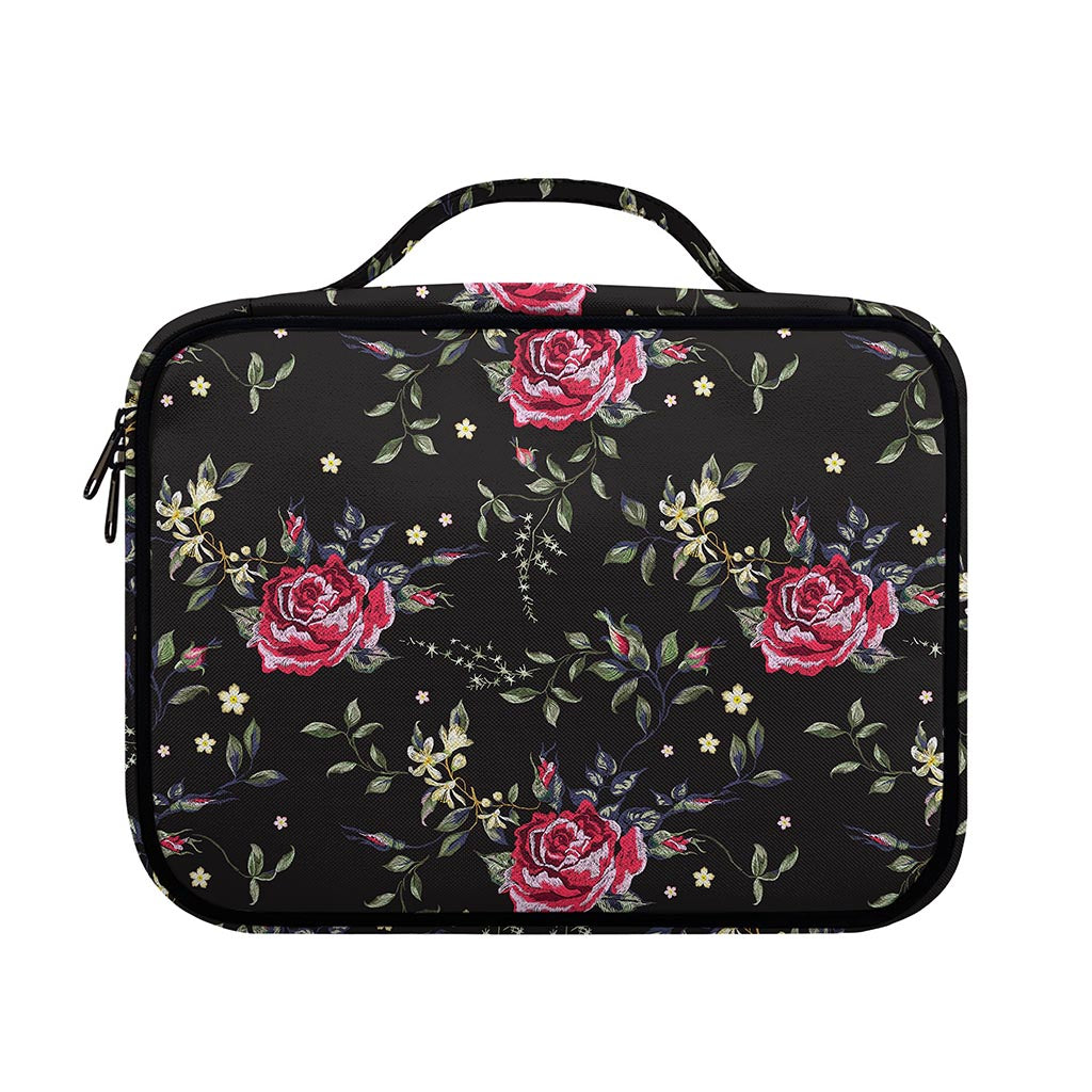 Red Rose Floral Pattern Print Briefcase Bible Bag