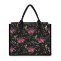 Red Rose Floral Pattern Print Canvas Tote Bag