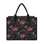 Red Rose Floral Pattern Print Canvas Tote Bag