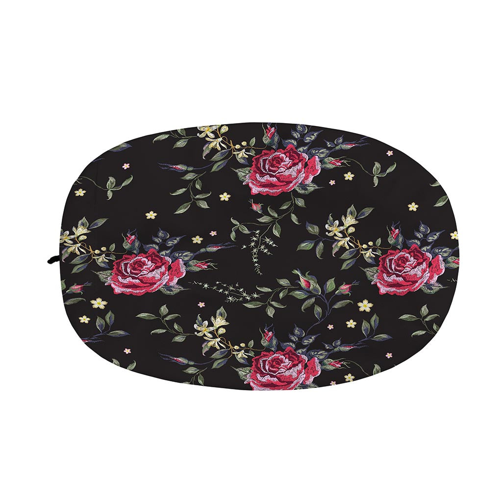 Red Rose Floral Pattern Print Car Side Mirror Covers
