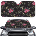 Red Rose Floral Pattern Print Car Windshield Sun Shade