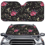 Red Rose Floral Pattern Print Car Windshield Sun Shade