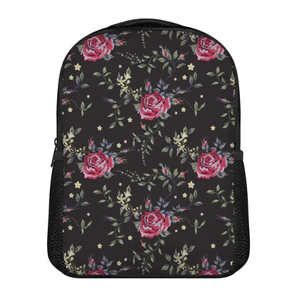 Red Rose Floral Pattern Print Casual Backpack