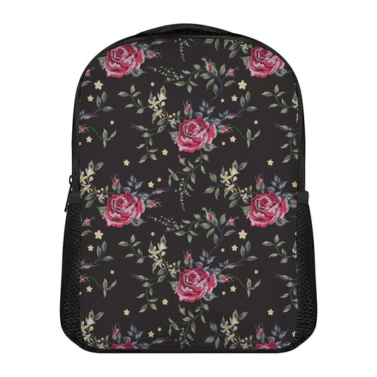 Red Rose Floral Pattern Print Casual Backpack