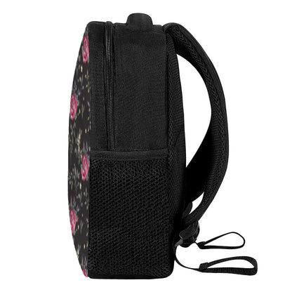 Red Rose Floral Pattern Print Casual Backpack