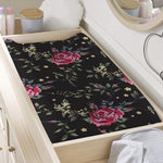 Red Rose Floral Pattern Print Changing Pad Cover
