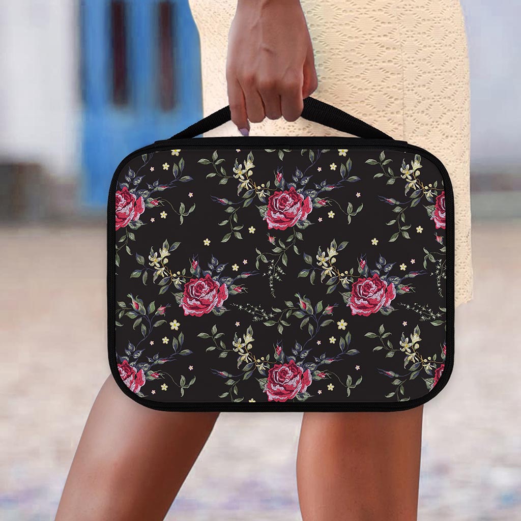 Red Rose Floral Pattern Print Classic Bible Case