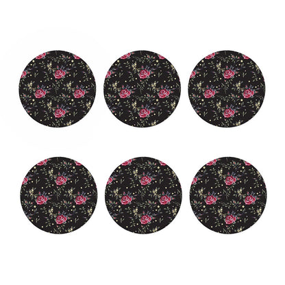 Red Rose Floral Pattern Print Coaster Set