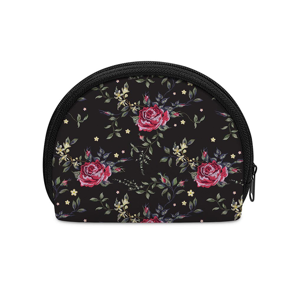 Red Rose Floral Pattern Print Coin Purse