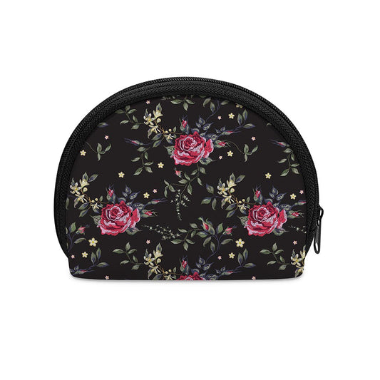 Red Rose Floral Pattern Print Coin Purse