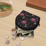 Red Rose Floral Pattern Print Coin Purse