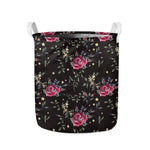 Red Rose Floral Pattern Print Collapsible Laundry Basket