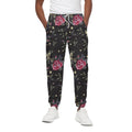 Red Rose Floral Pattern Print Cotton Sweatpants