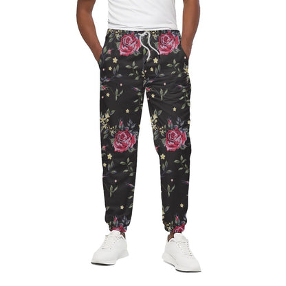 Red Rose Floral Pattern Print Cotton Pants