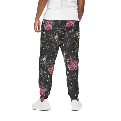 Red Rose Floral Pattern Print Cotton Pants