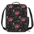 Red Rose Floral Pattern Print Crossbody Lunch Bag