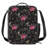 Red Rose Floral Pattern Print Crossbody Lunch Bag