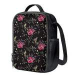 Red Rose Floral Pattern Print Crossbody Lunch Bag