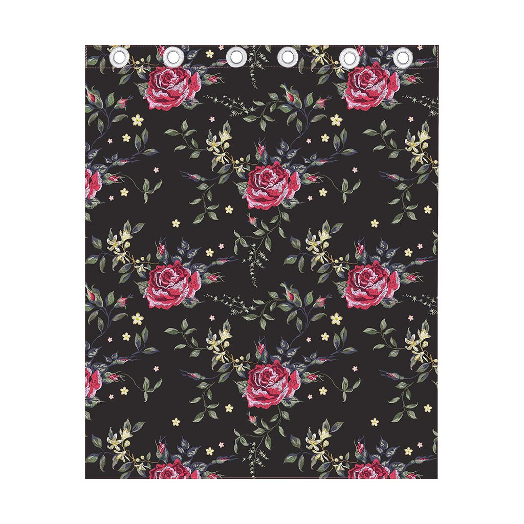 Red Rose Floral Pattern Print Curtain