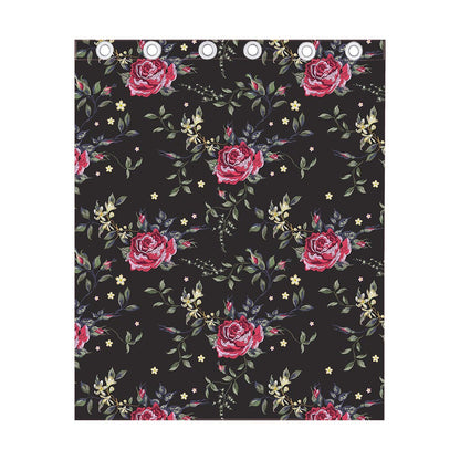 Red Rose Floral Pattern Print Curtain