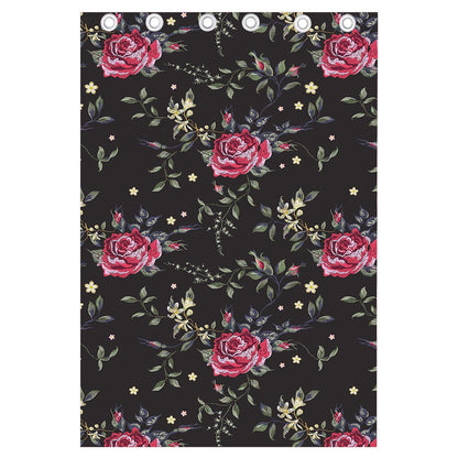 Red Rose Floral Pattern Print Curtain
