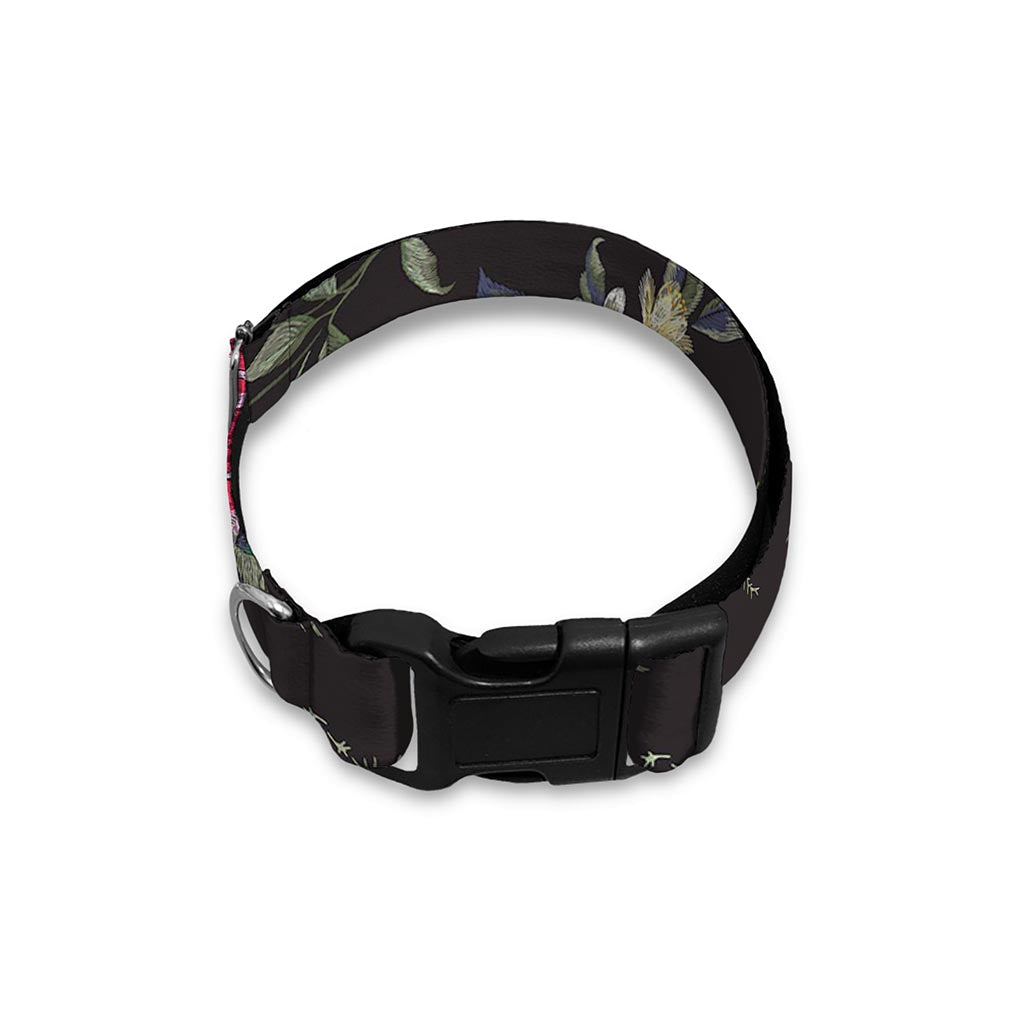 Red Rose Floral Pattern Print Dog Collar